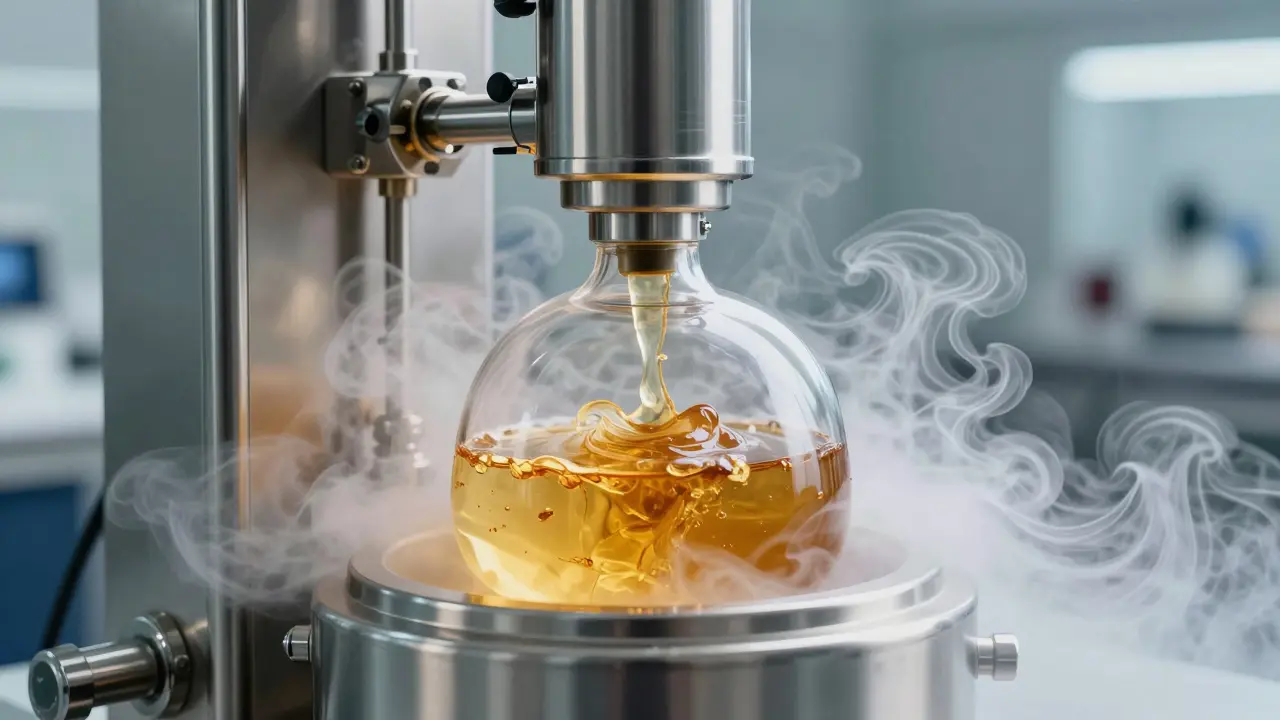 Konceptuální znázornění procesu CO2 extrakce konopného koncentrátu