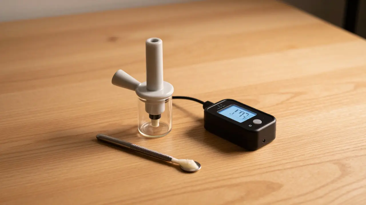 Moderní dab rig a teplotní regulátor pro bezpečné užívání